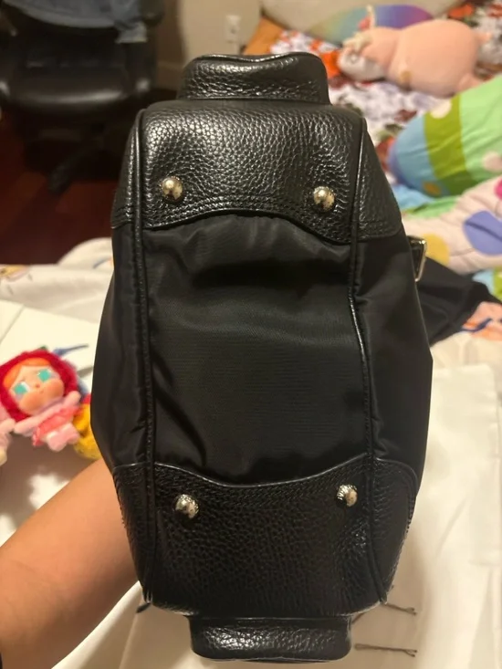 Vintage Prada Tessuto Nylon Hobo Bag Black Leather Trim Shoulder Bag Y2K - Picture 5 of 6